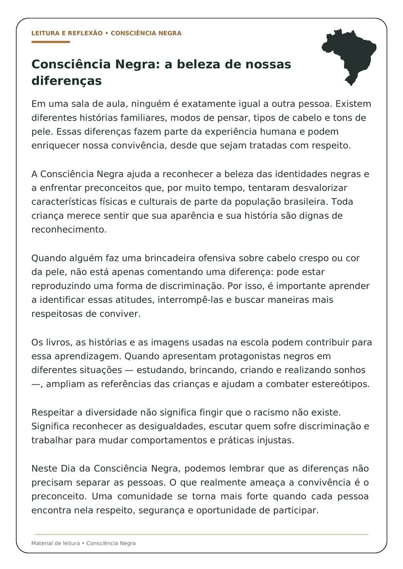 Textos sobre Consciência Negra do 6º ao 9º Ano para Imprimir ensino fundamental página 7